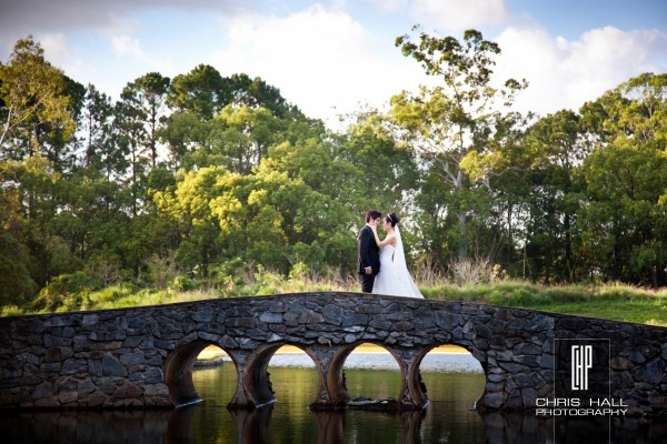 I DO: a happy couple stroll across one of Pacific’s iconic bridges.