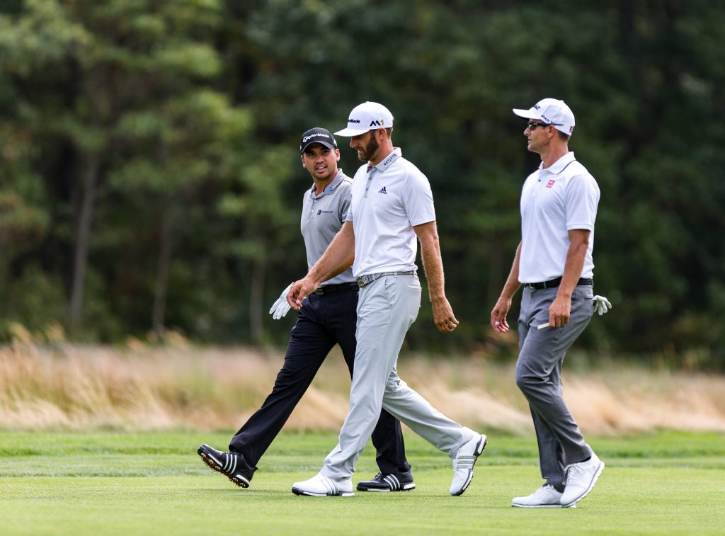 New World Number 1, Dustin Johnson, is flanked by former Number Ones Jason Day and Adam Scott.