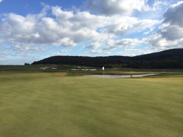 The 9th green looking back towards the valley