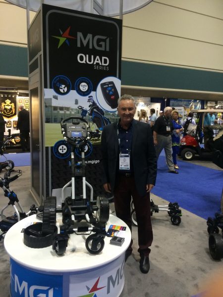 Ian Edwards, founder of MGI, with the new Quad series at the PGA merchandise show in Orlando, Florida