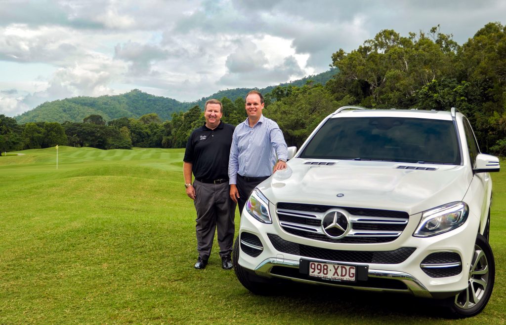 Photo: (L) Declan McCollam General Manager Paradise Palms, (R) Brendan Roberts, Mercedes Benz Cairns