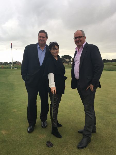 Stephen Pitt, Midori Miyazaki and Leon Bignell confirm the dates, sponsorship and first player announcements at Royal Adelaide Golf Club (Photo: Golf Australia)   