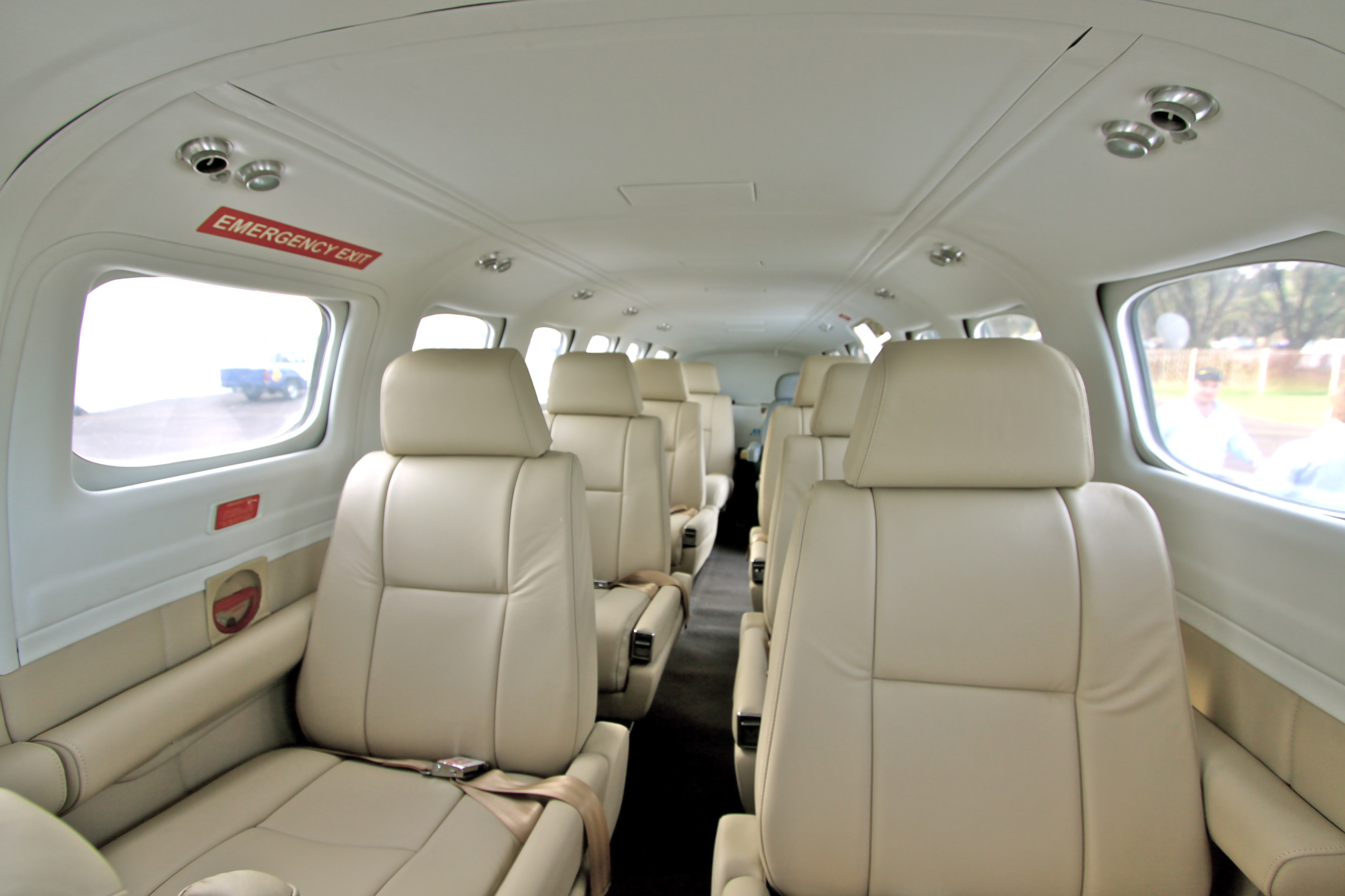 Air Adventure’s comfortable, Leather Interior aboard their Cessna Conquest II