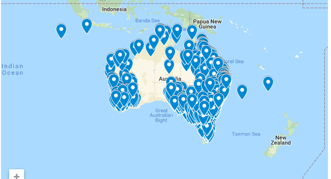 Full map of Australian Golf Courses